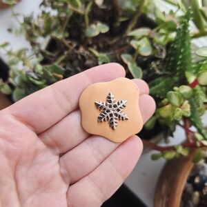 Vintage Copper & Silver Winter Snowflake Lapel Brooch Pin